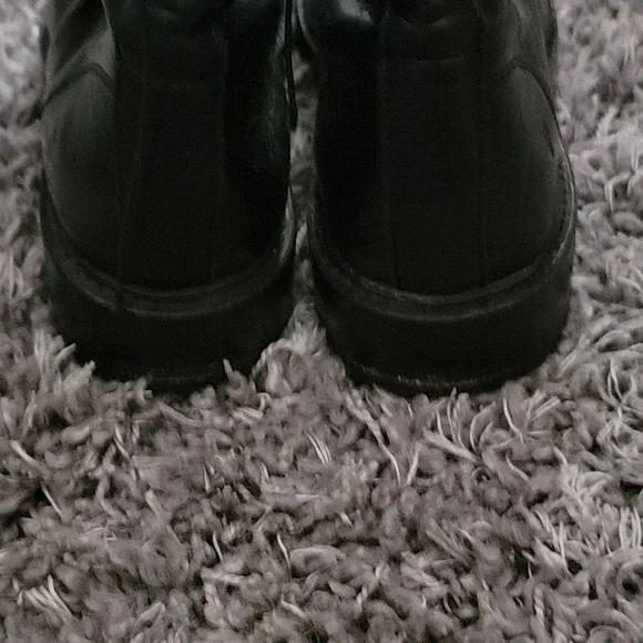 Frye Julie Combat Boots Womens Black Leather Front Zip Round Toe Block Heel - Picture 3 of 4